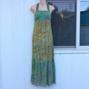 NWT BEADED PATCHWORK IBIZA HIPPIE BALI MAXIDRESS xs